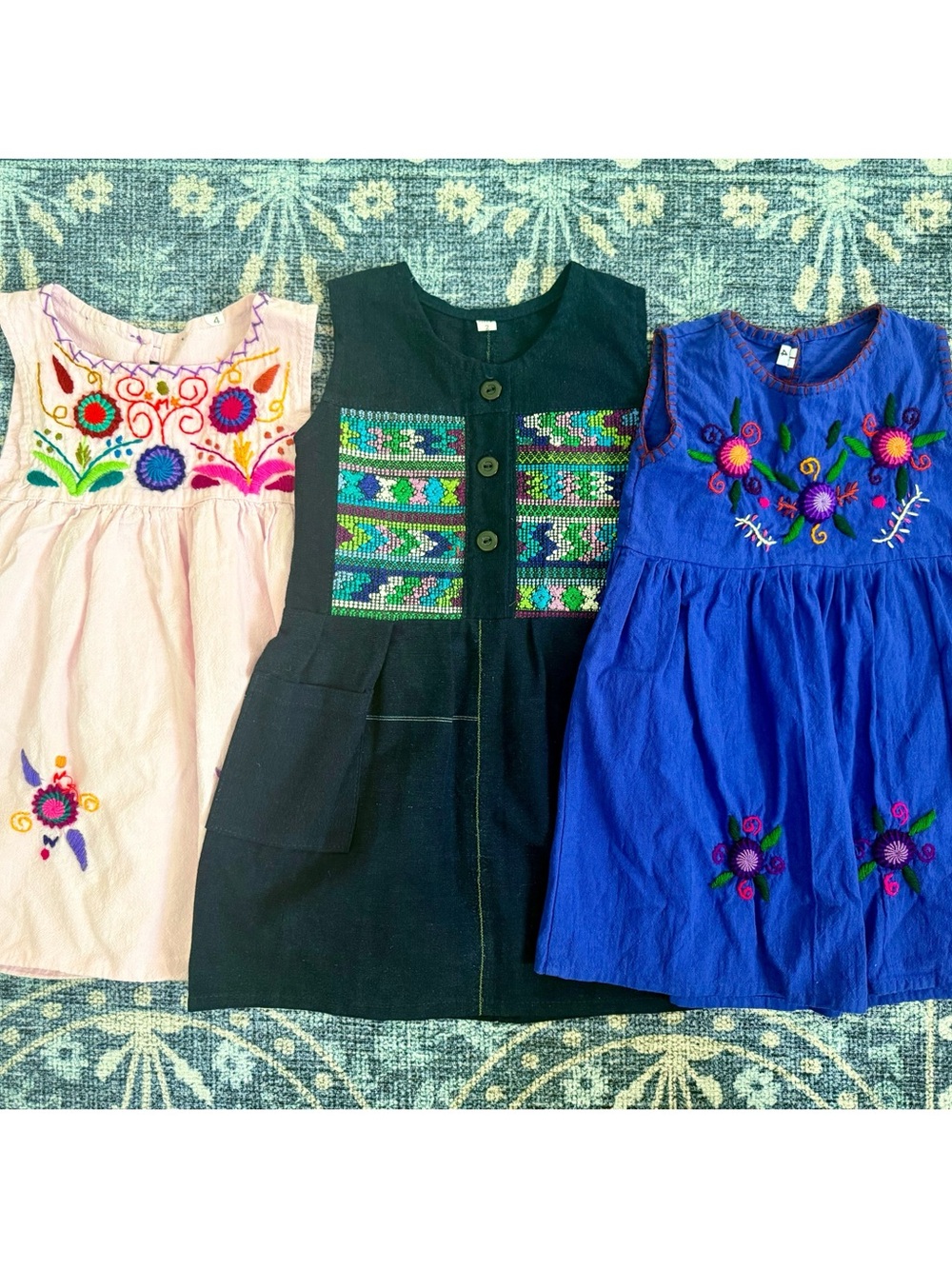 3 Toddler Guatemalan Embroidered Dresses